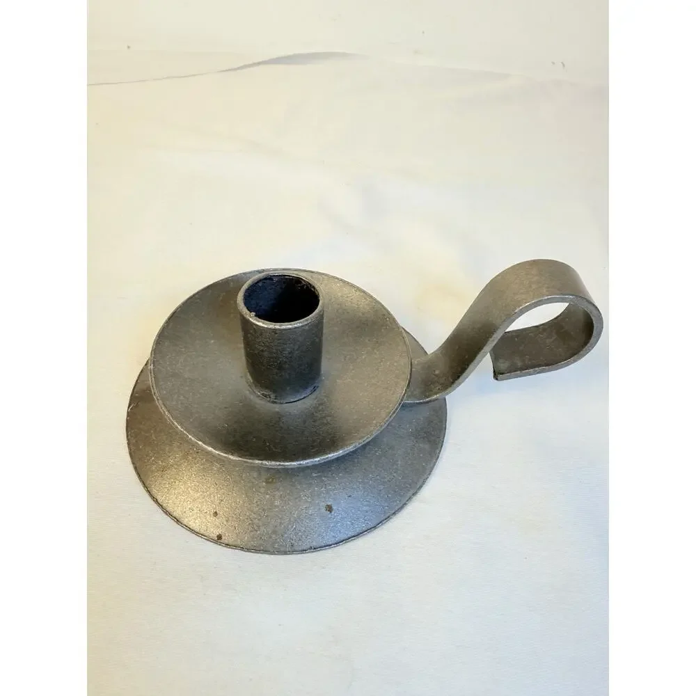 Vintage Hand Forged Iron Colonial Chamber Candle Holder
